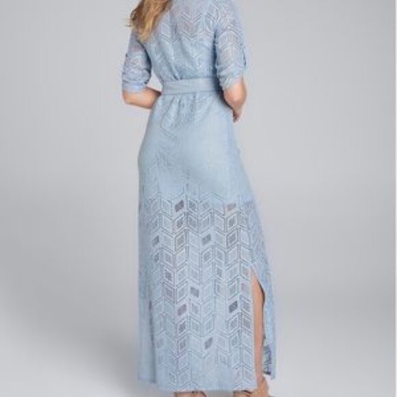 VENUS LIGHT BLUE LACE BUTTON DOWN MAXI - Picture 2 of 5